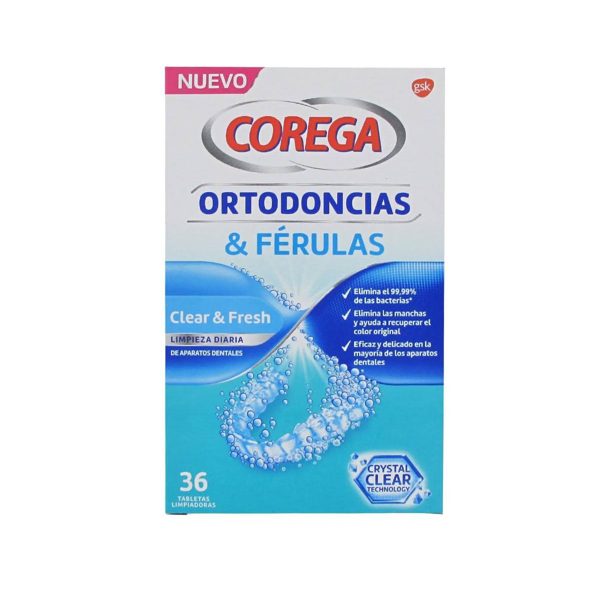 corega ortodoncias ferulas 36 tabletas limpiad